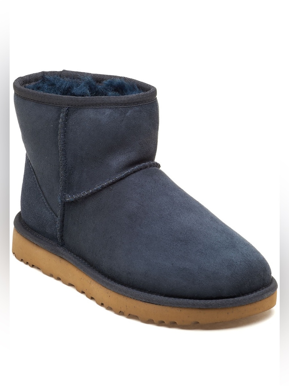 UGG Classic Mini II Boots Navy Blue Suede Shearling Fur Ankle Booties